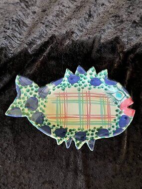 Whimsy Eyelash Fish trinket plate by Jan Pugh-Packer Creek Pottery,received 1995